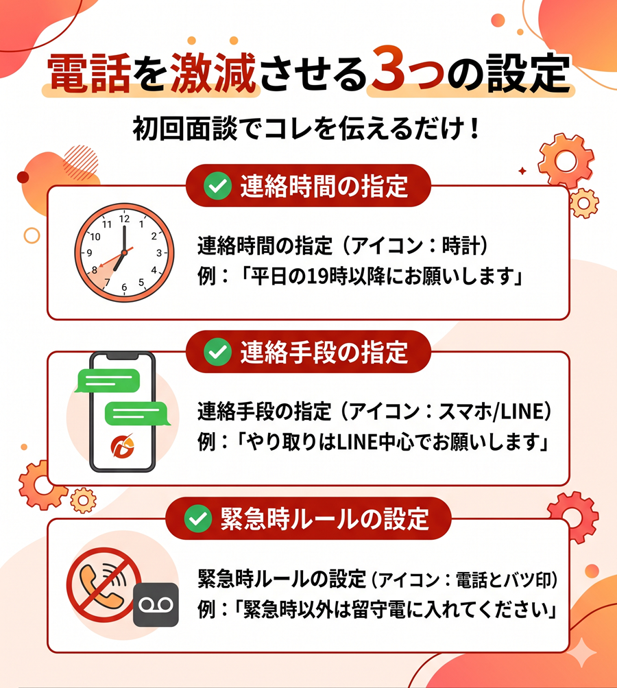 レバウェル保育士からの電話を減らす3つの設定。連絡時間の指定、LINEでのやり取り、緊急時ルールの設定